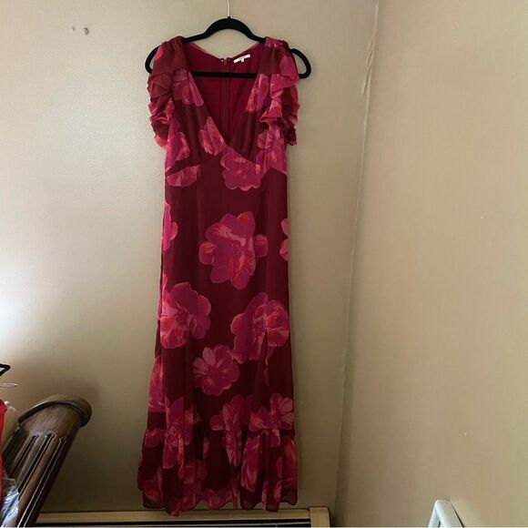 Tularosa Althea Maxi Dress in Pink Magnolia Floral chiffon maxi ruffle Revolve M - Picture 11 of 12